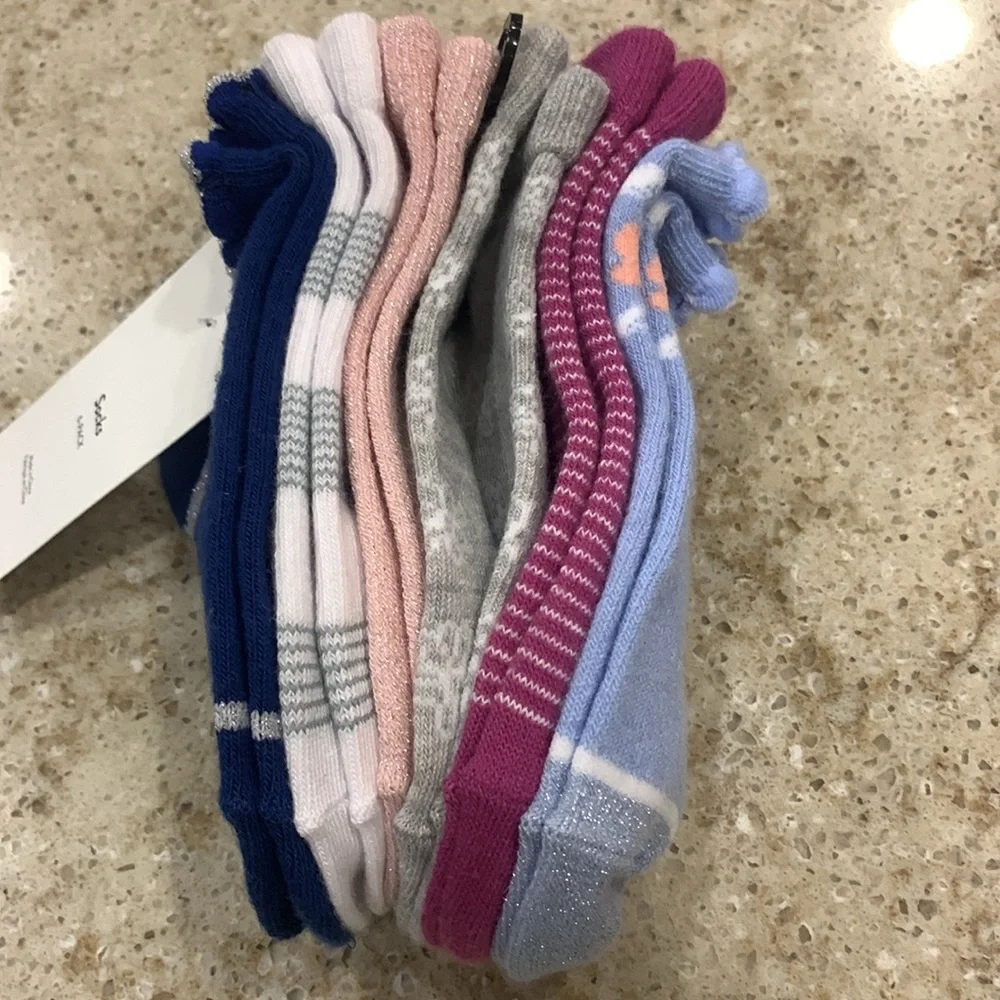 NWT Nordstrom  6-Pack Assorted Quarter Crew Socks Size 10-3